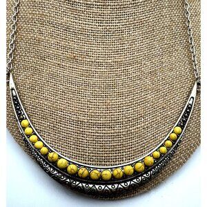 Boho Chic Yellow Bead Necklace Tribal Free Spirit